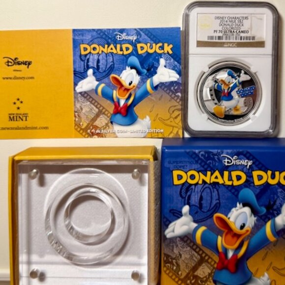 2014 NIUE S$2 Disney Donald Duck Colorized NGC PF 70 UCAM original package - Picture 2 of 6